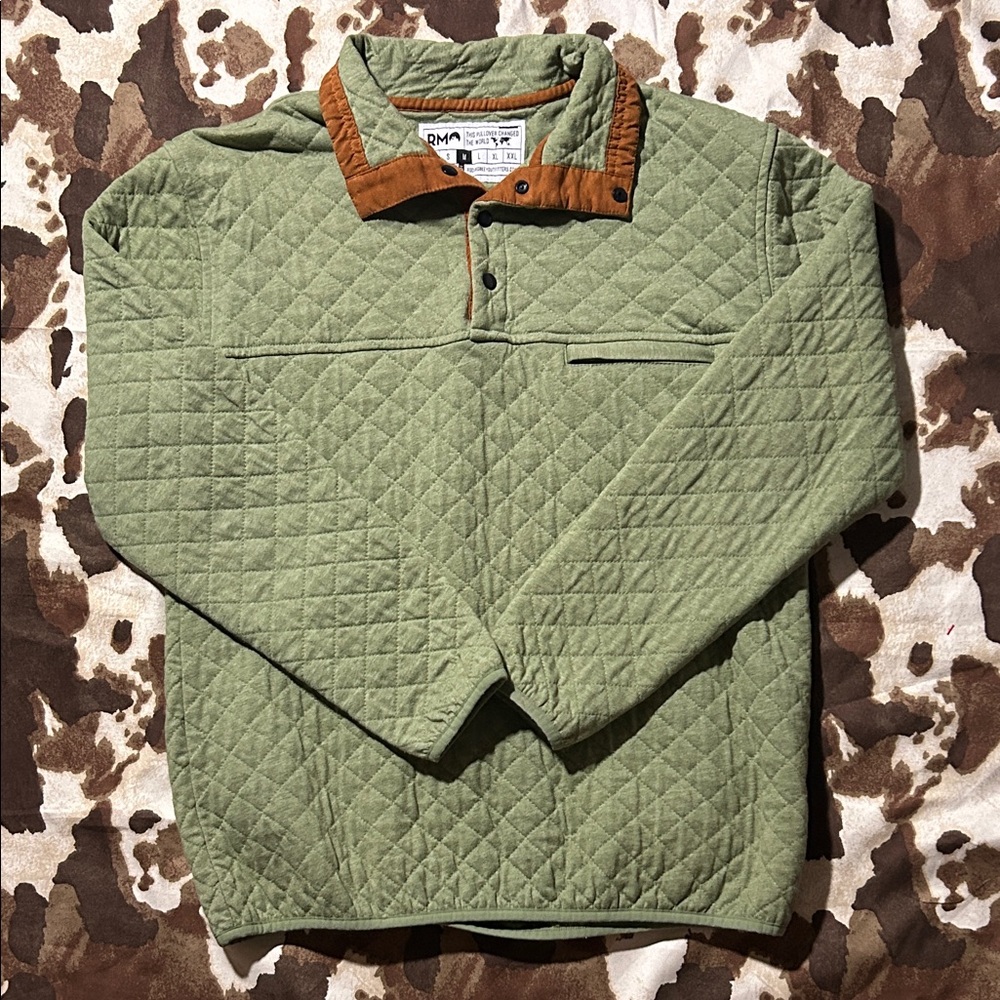Rock Monkey Outfitters Green Quilted Quarter Snap Lightweight Jacket M